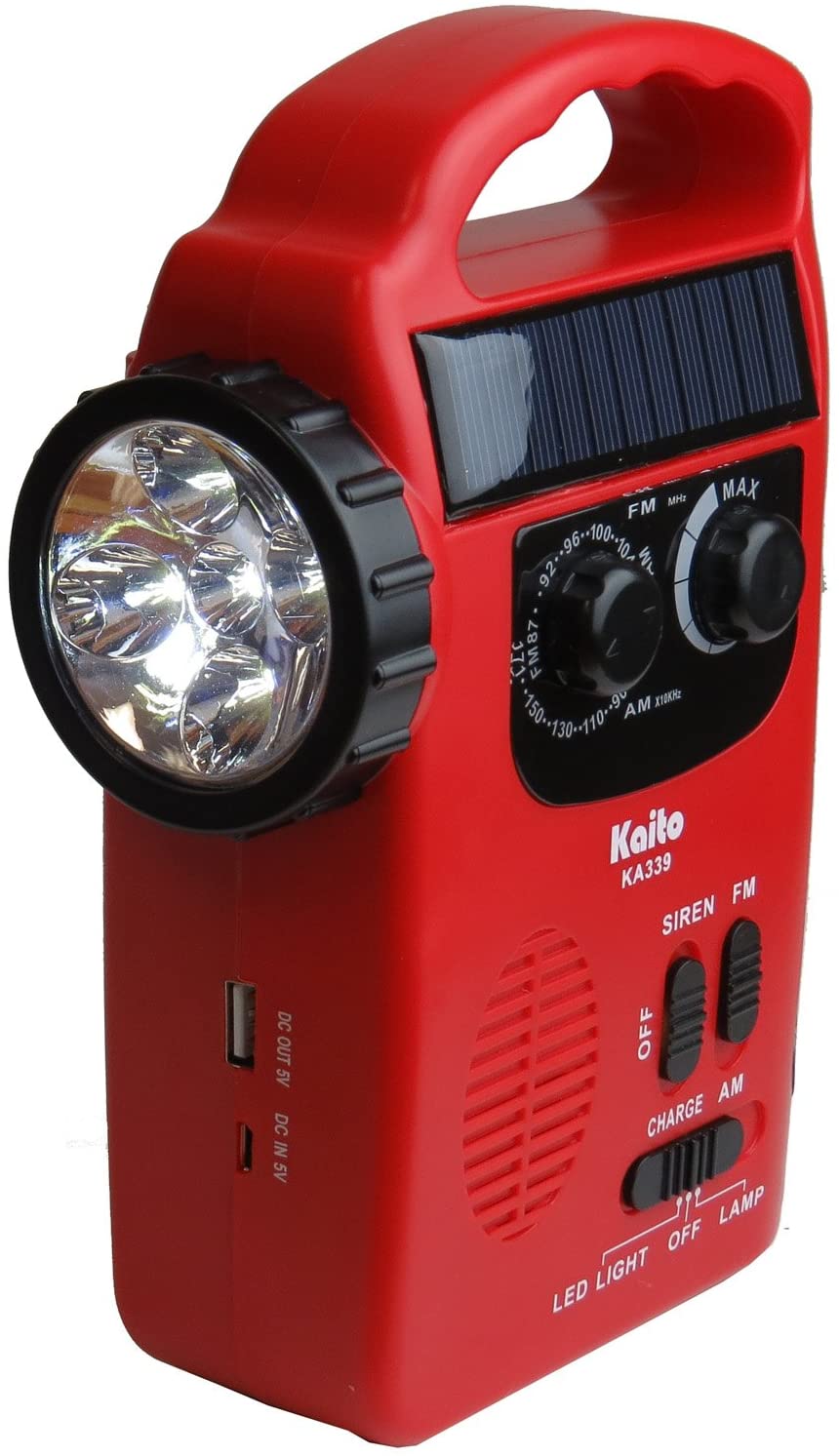 Kaito KA339 Dynamo Solar Powered AM/FM Radio and Flashlight With