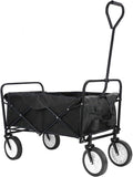 Kaito TC3015 Collapsible Outdoor Utility Wagon with 8" Wheels and Padded Handle (Black)