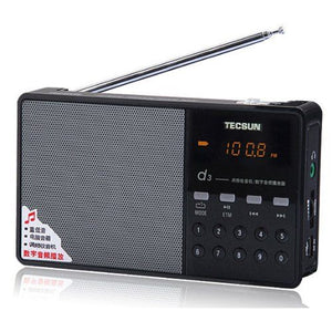 Tecsun D3 Rechargeable FM Radio with ETM, MP3 Player with Built-in Micro SD Card Slot & Portable Hi-Fi Speaker with DSP Bass for Desktop & Laptop Computers, Black