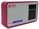 TECSUN X3 High Definition Speaker with Aluminum Case and Built in FM Radio and MP3 Player, Red